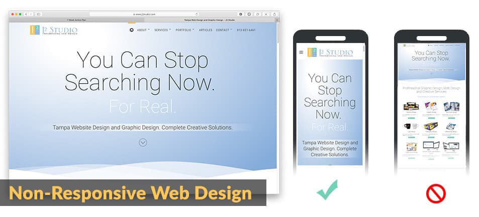 Responsive web design good and bad image
