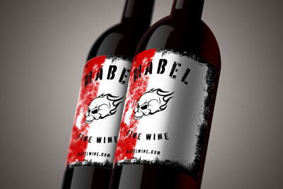 Wine bottle with grungy logo design